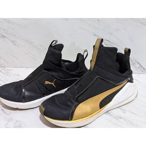 Puma Women's Black & Gold Slip-On Almond Toe Sneakers Shoe Size 7